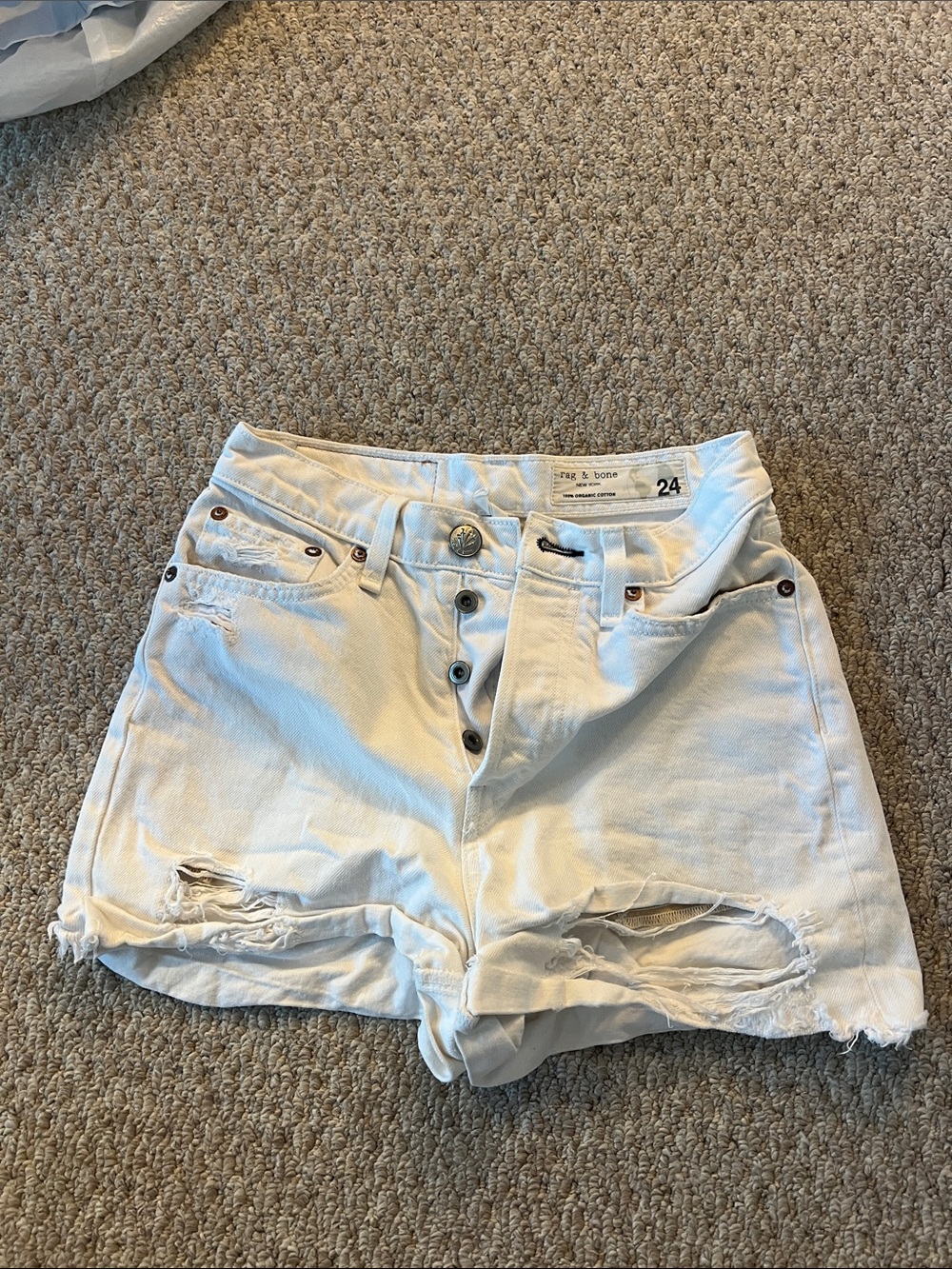 rag & bone White Distressed High-Rise Jean Shorts